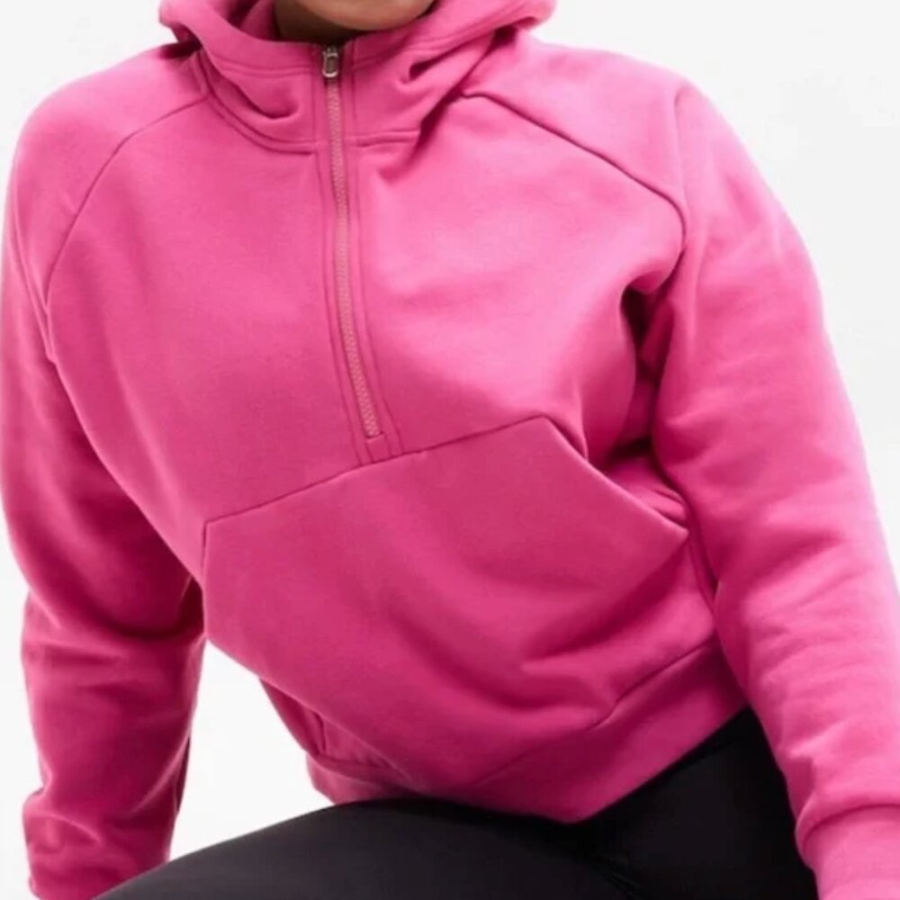 Athleta Easy Fleece 1/2 Zip Hoodie Pink XL
